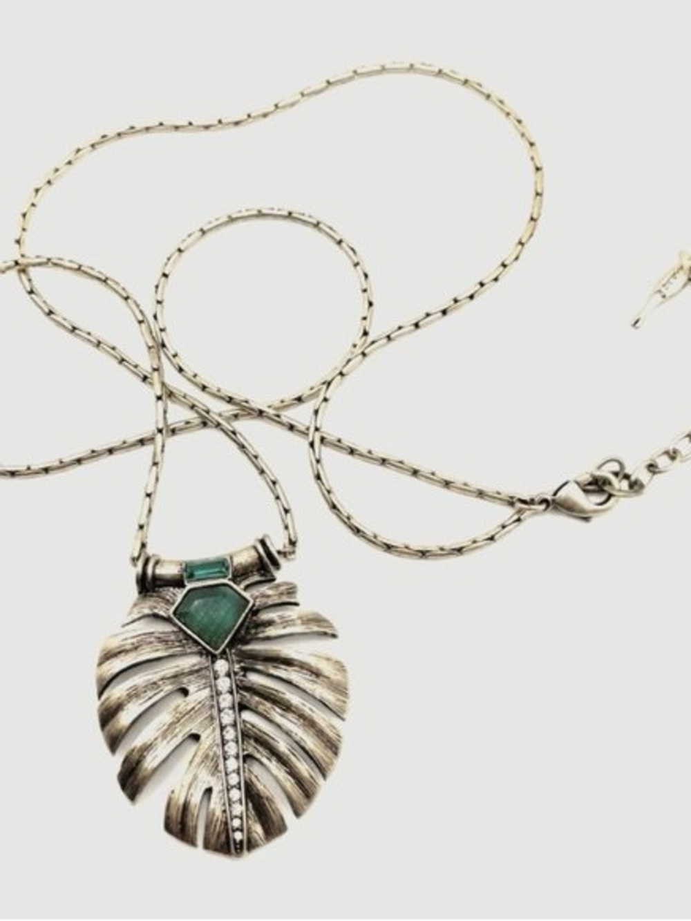 CHLOE + ISABEL Marquesas Leaf Pendant Necklace with Green Gemstone Accent